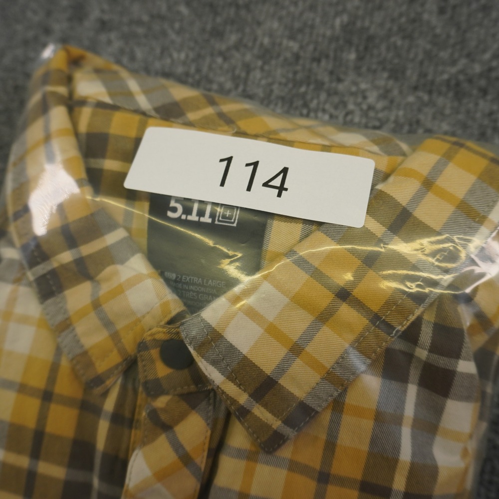 5.11 Tactical Mens Plaid Flannel Snap‎ Front Long Sleeve Shirt Yellow Brown XXL - Picture 11 of 11
